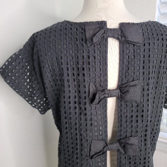 KARL MARC JOHN Eyelet Bow Detail Short Sleeve Top In Black M. - Picture 5 of 6